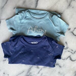 Carter's Light Blue and Navy Short Sleeve Tees - 2 Pack Baby Boy